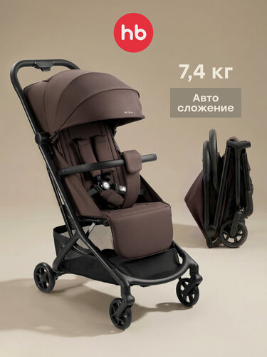 Изображение товара Коляска прогулочная AIRA от Happy Baby, коляска детская прогулочная, для путешествий, легкая, складная, коричневая
