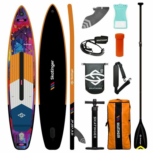 Надувная Сап-доска SKATINGER CMYK orange (SUP board) трёхслойная 380*76*15см