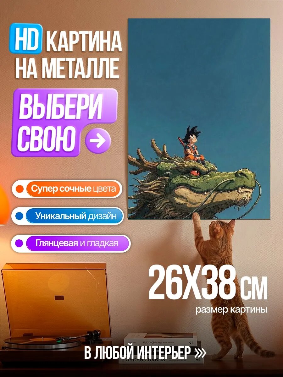 Картина на HD металле Сын Гоку на драконе