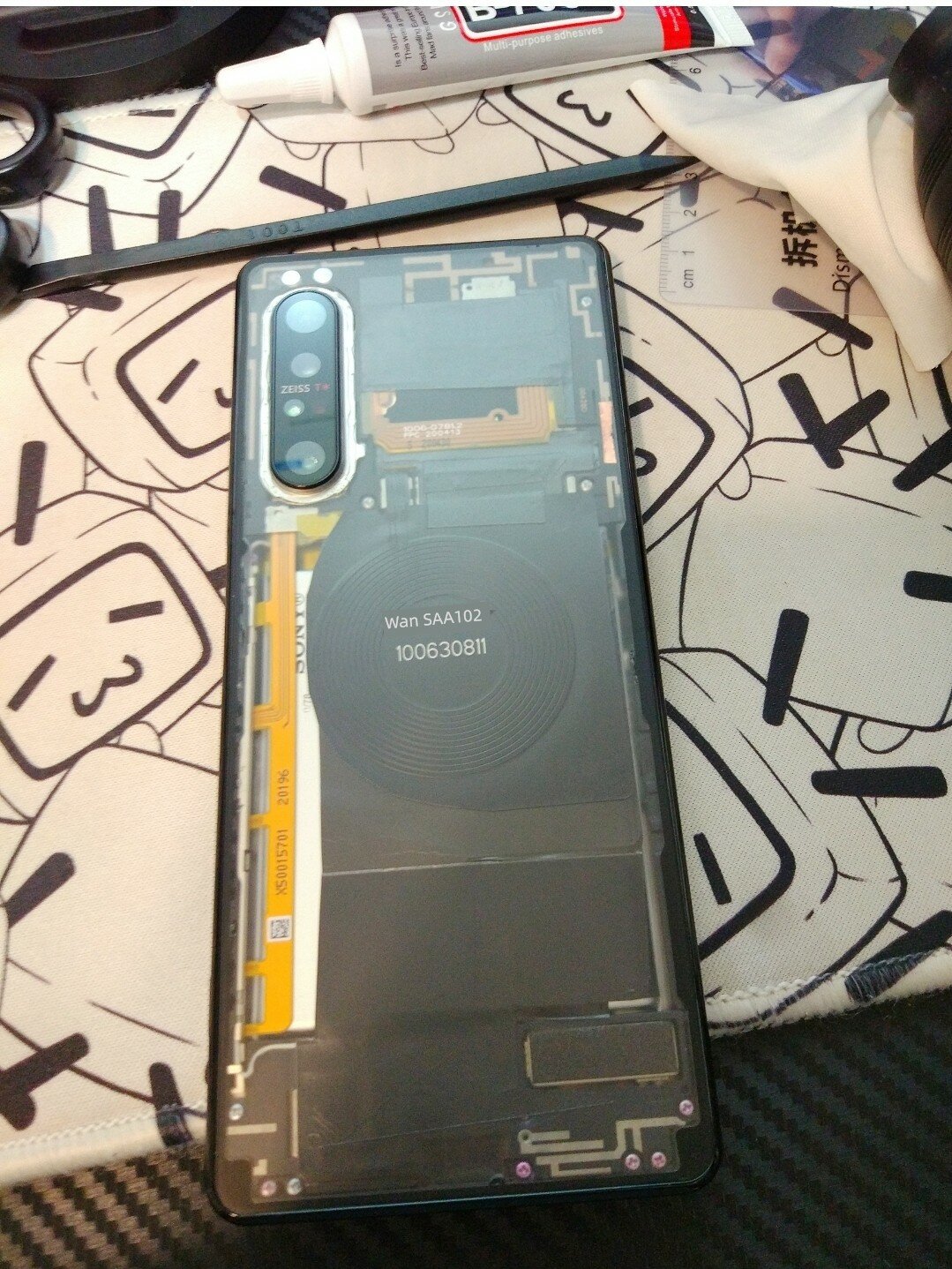 Прозрачная матовая стеклянная задняя панель для Sony Xperia 1 II, с рамкой, модель XQ-AT72