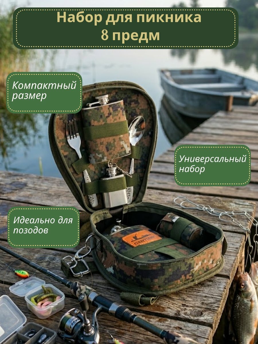 Набор фляжка "Походный комфорт" 27х9х20, металл/полимерные материалы зеленый