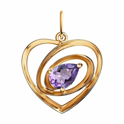 фото Подвеска diamant online, красное золото, 585 проба, аметист, размер 2.2 см., фиолетовый