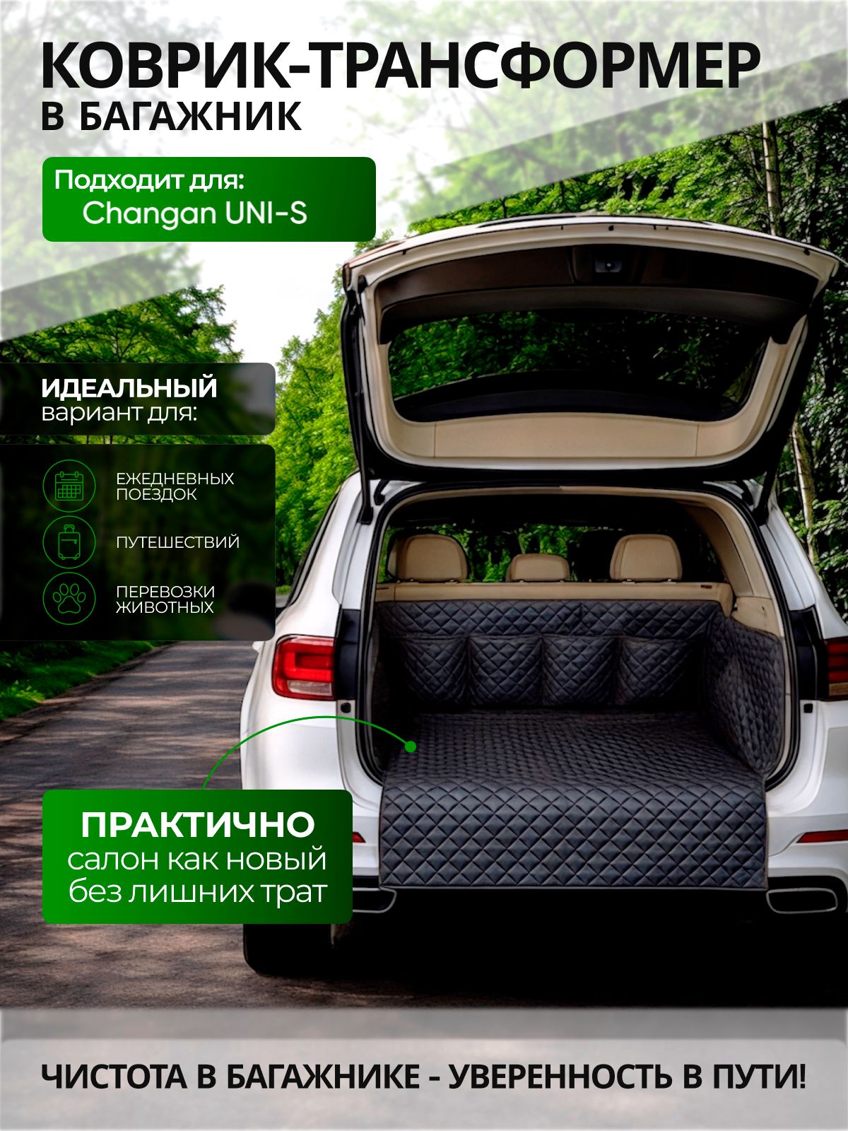 Чехол-накидка в багажник автомобиля Changan UNI-S ( Чанган UNI-S )/Коврик в багажник автомобиля универсальный
