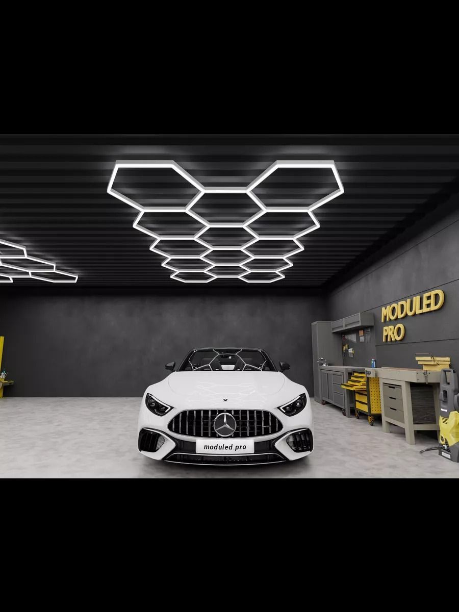 Светодиодное освещение для гаража/автосервиса LED Workshop, панель соты 6500К/399W размер 4050x2337mm
