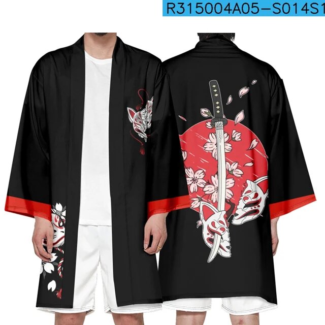 Nifineo японское кимоно полиэстер unisex Черный, XXС, CHF-655