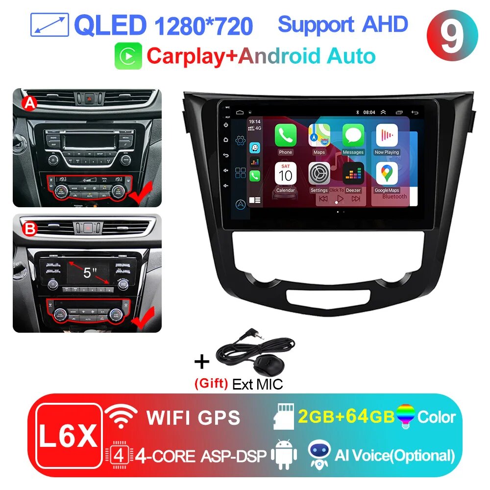 Автомагнитола LEHX Pro мультимедийная для Nissan X-TRAIL X Trail T32 Qashqai 2 J11 L6X(2-64GB)-0