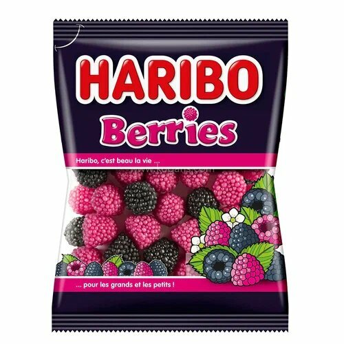 Мармелад жевательный Haribo Berries / Харибо со вкусом малины и ежевики, 100 гр. (Испания) — фото 1