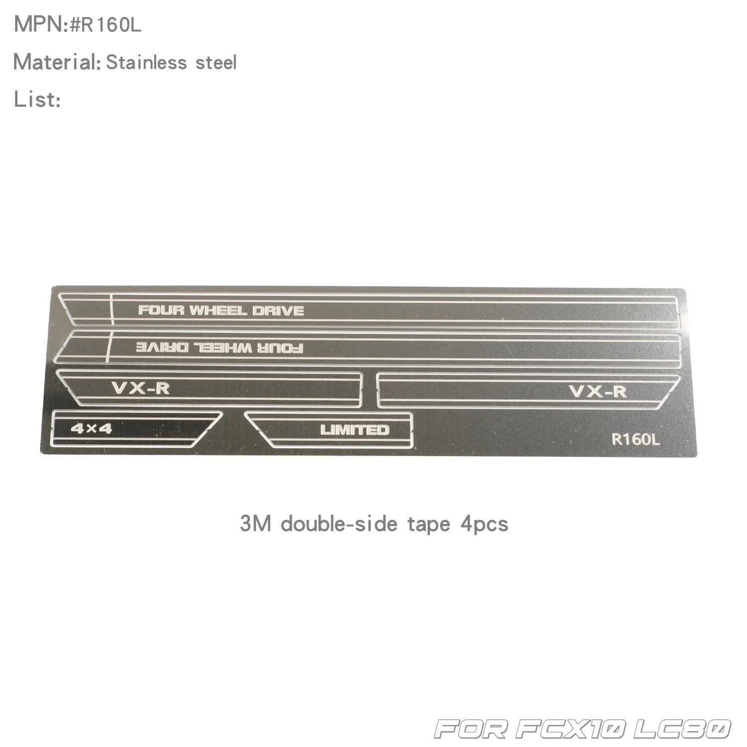 Металлические боковые юбки VX-R для 1/10 RC автомобиля FCX10 LC80 silver R160L