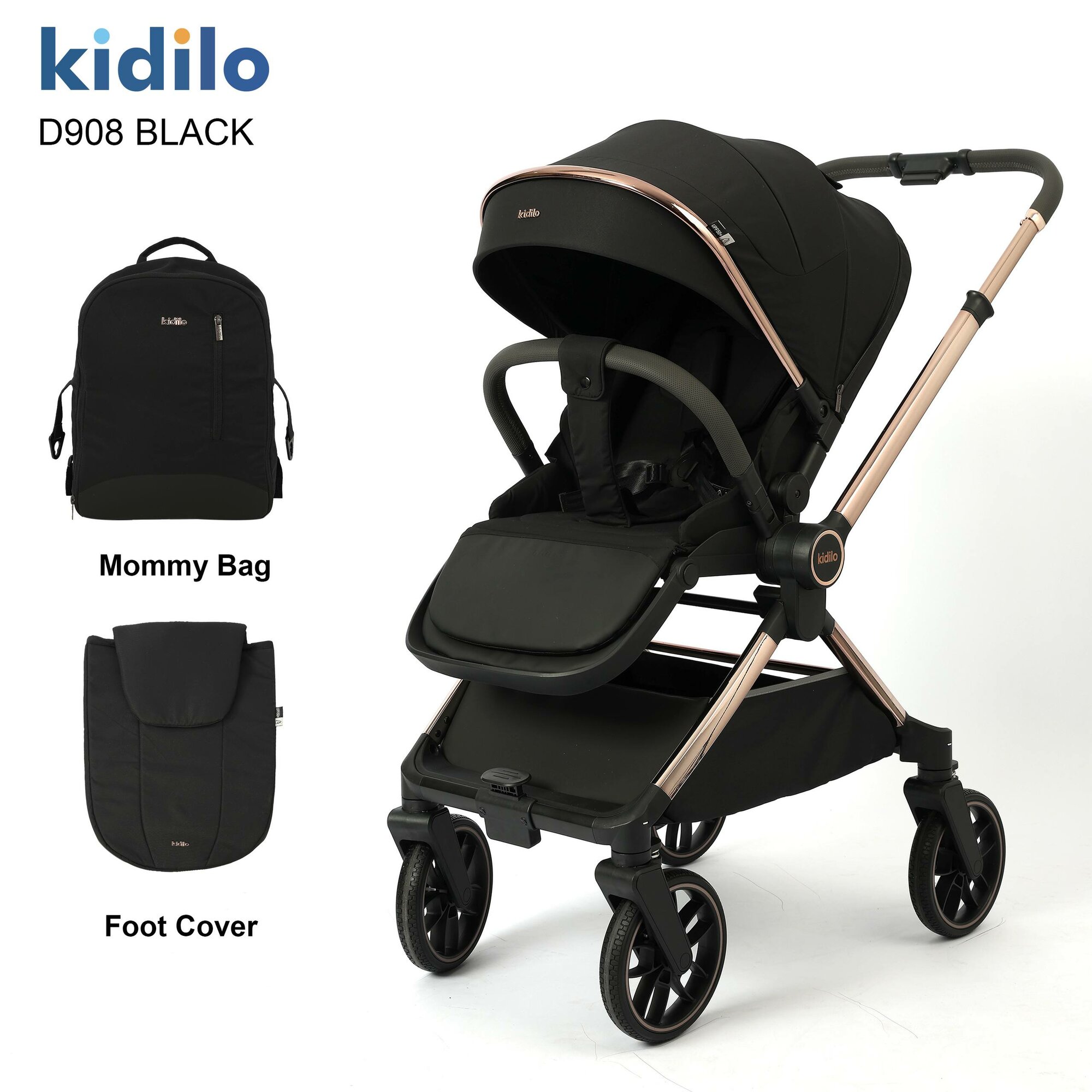 Прогулочная коляска KIDILO", регулируемая спинка и аксессуары