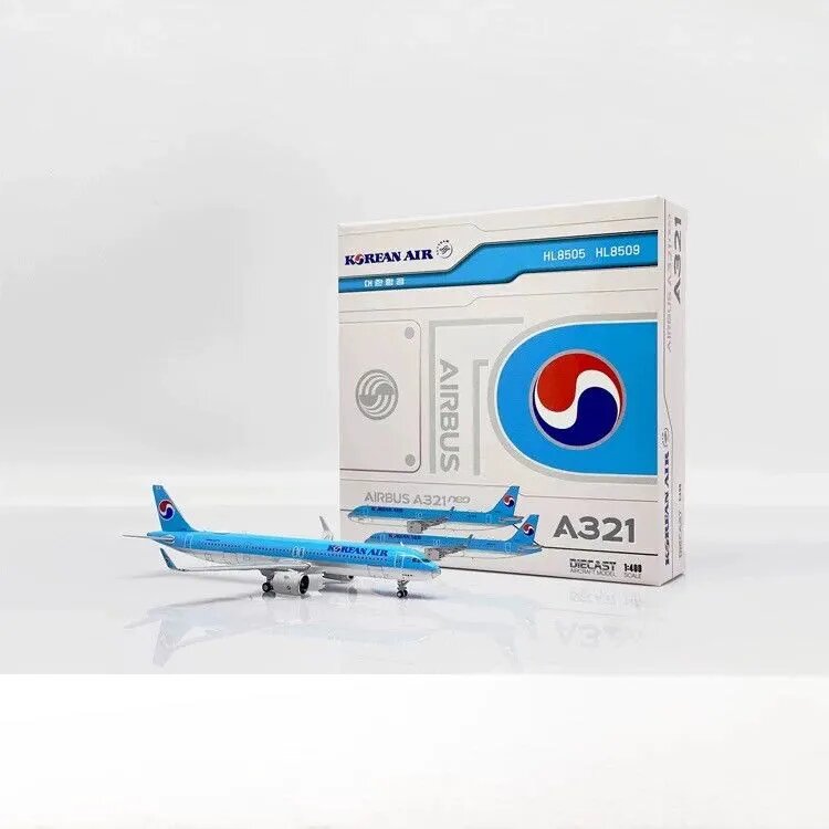 Модель самолета JC Wings 1:400 Airbus A321neo Korean Air HL8505, нового поколения, металлическая
