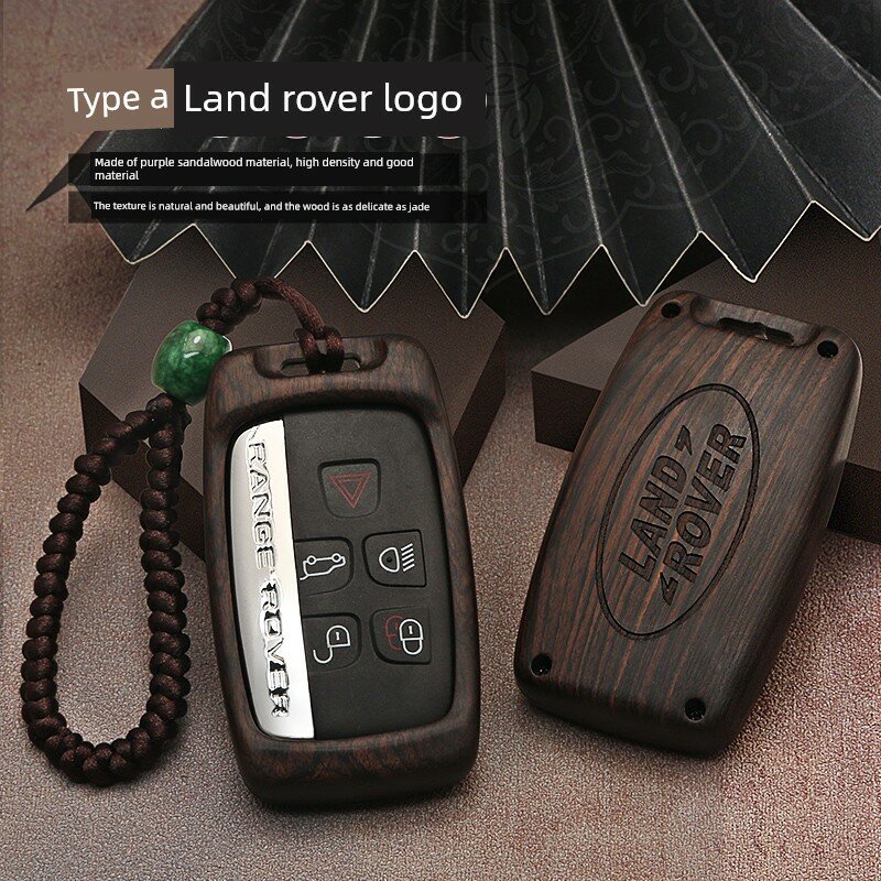 Кожаный чехол для ключей из розового дерева для Land Rover Range Rover Sport/Evoque/Velar/Discovery 4/5 - A-Style
