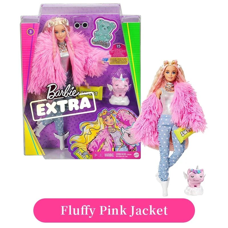 Барби шарнирные куклы с животными Fluffy-Pink-Jacket