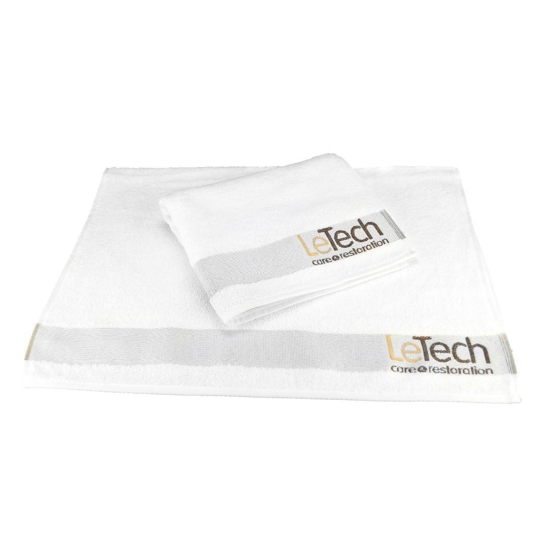 Махровое полотенце, хлопок, белое с логотипом, 70 х 50см, LeTech (Premium Terry Towel 70x50) 2шт.