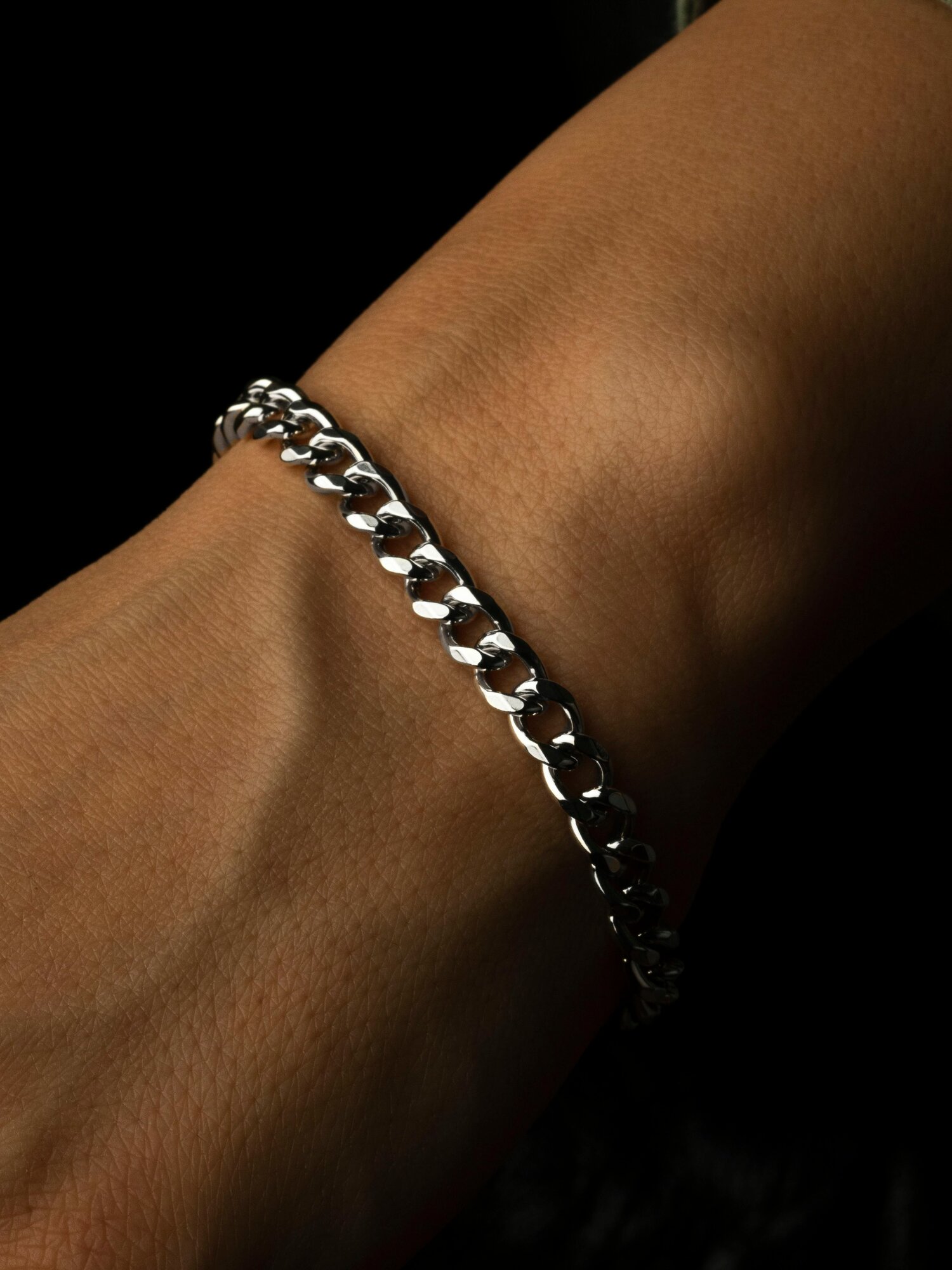 Браслет-цепочка SILVEROK, серебро, 925 проба, оксидирование