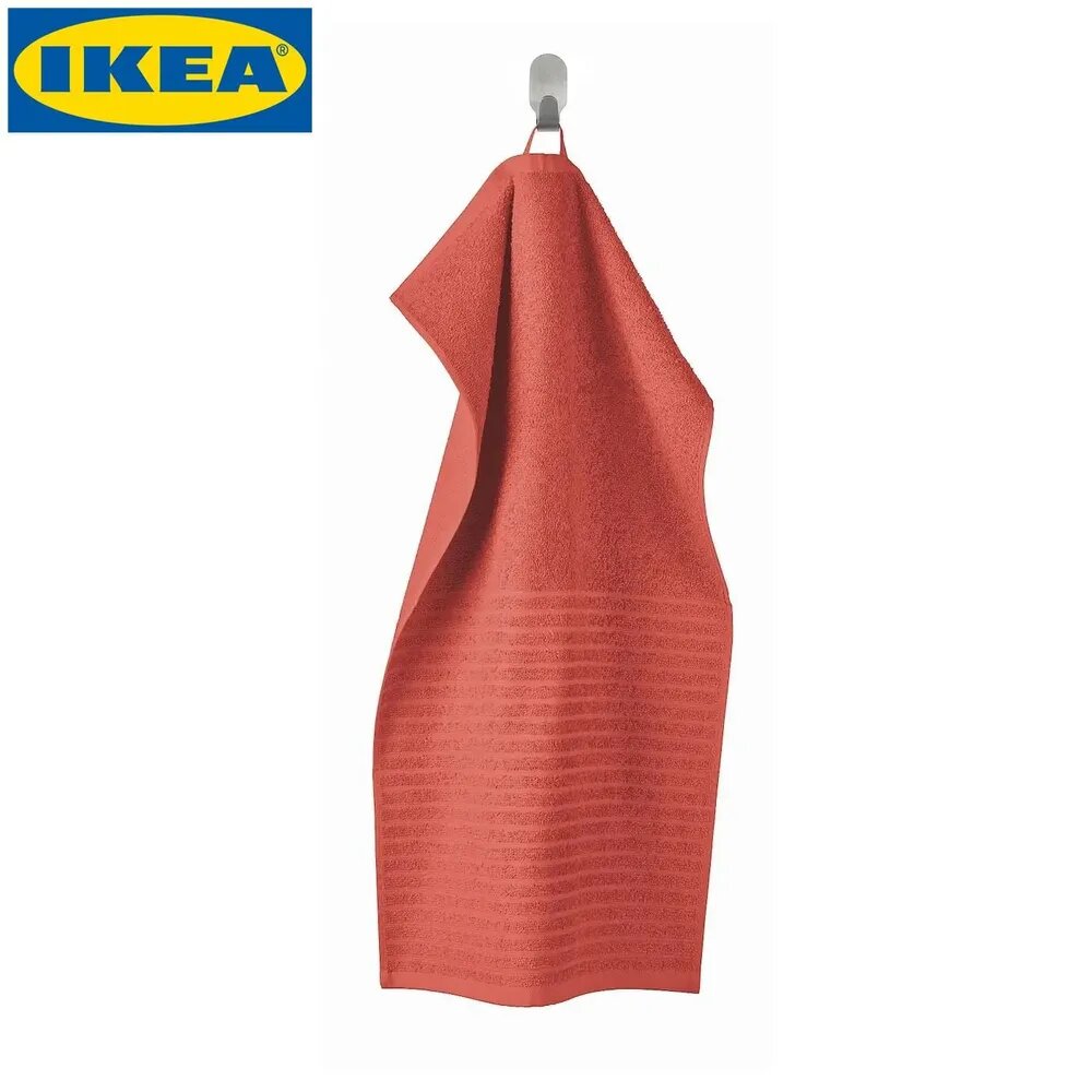 IKEA Полотенце для лица, рук 40x70 см, хлопок, вата, темно-розовый, 1 шт