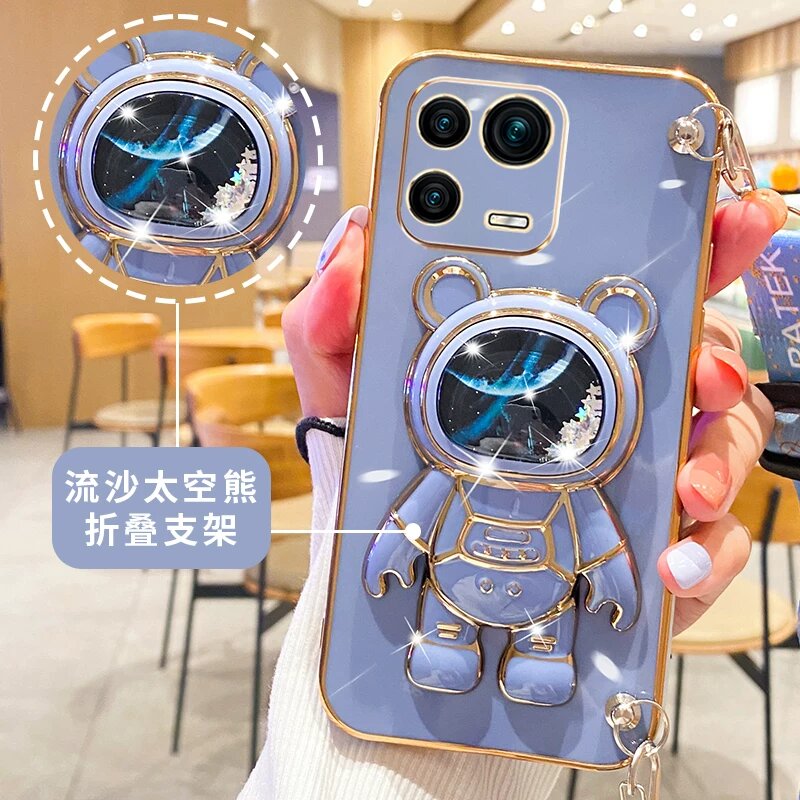 Чехол для Xiaomi 15 с подставкой 'Санди Астронавт' и часовой ремешком, синий