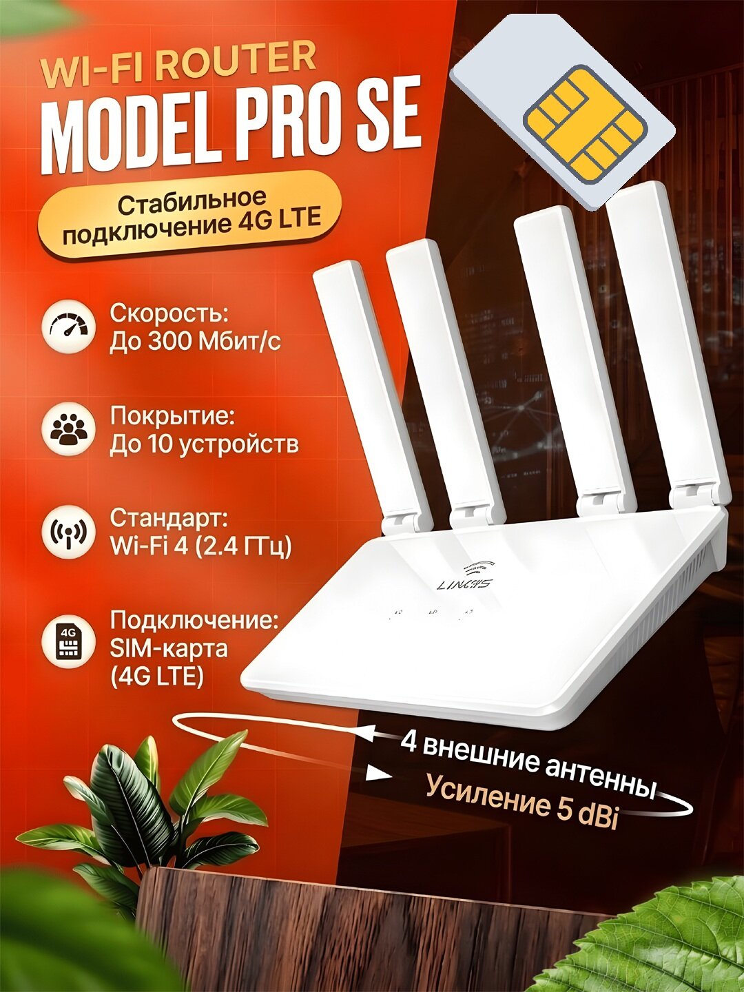 Wi-Fi роутер с SIM-картой 4G, 5G CPE домашний и переносной интернет роутер