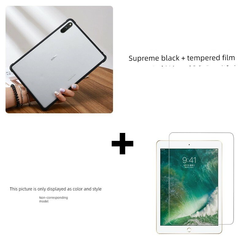 Матовый жесткий чехол для Huawei MatePad Pro 12.2 дюйма в цвете Премиум-черный с закаленной пленкой