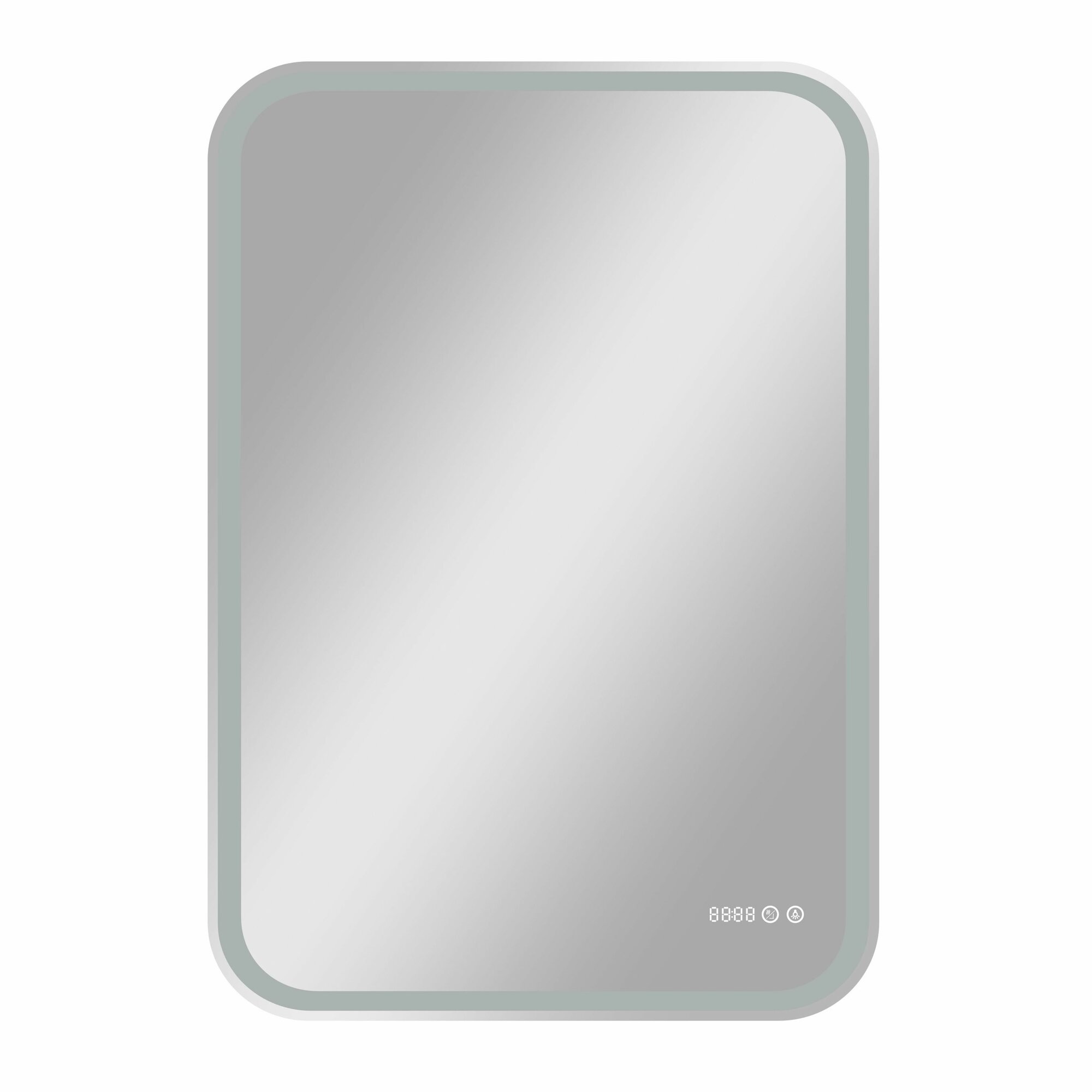 Зеркало "Avelina Led" 700х1000 с функцией антизапотевания и часами, теплая подсветка