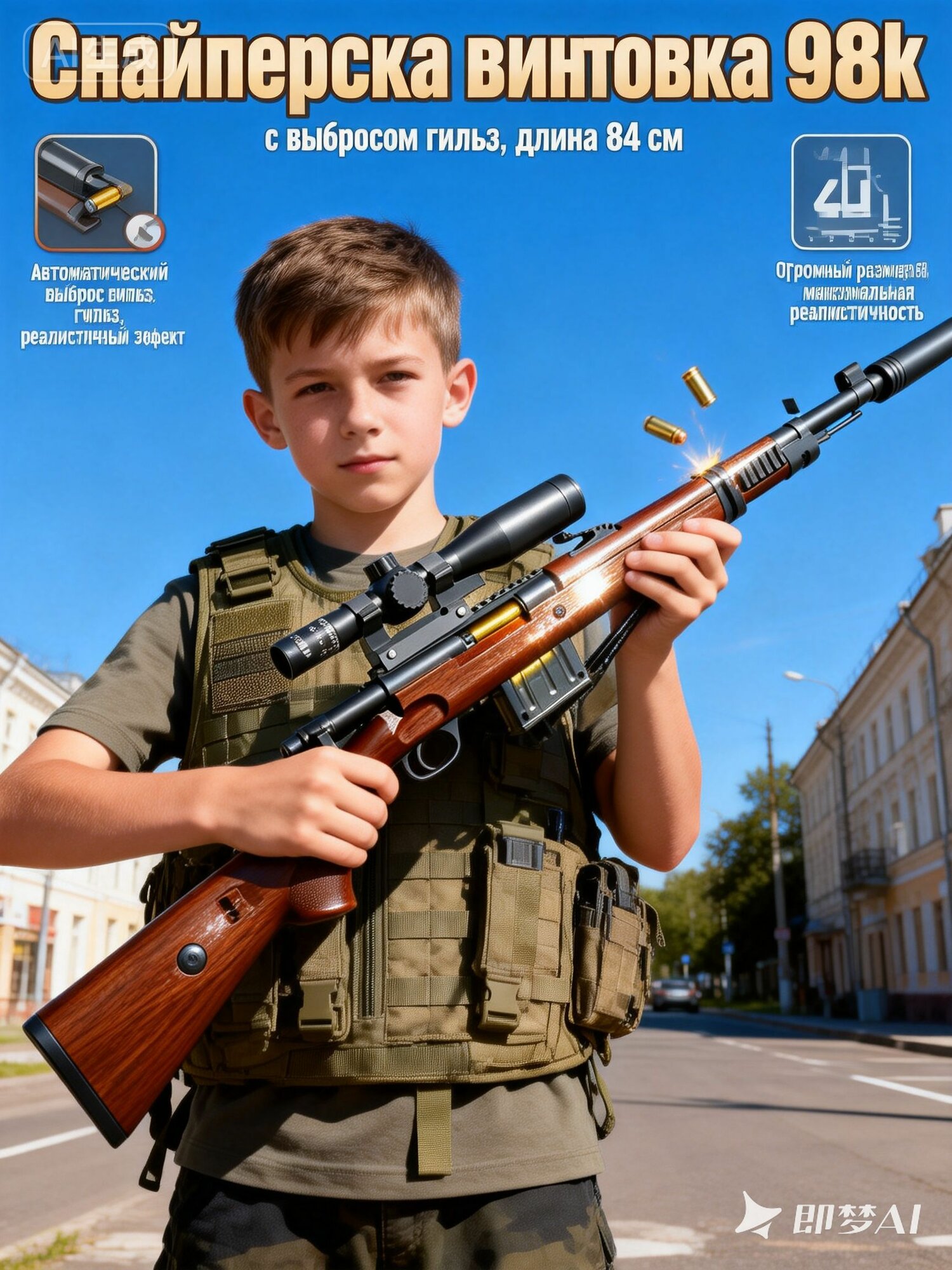 Винтовка игрушечная AWM/98k, ABS, коричневая с черным