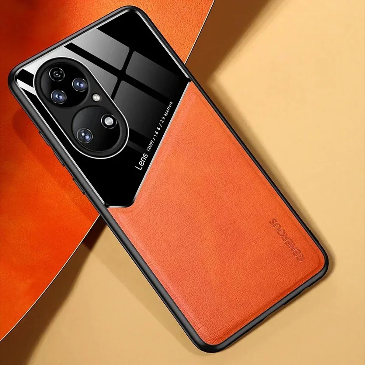 Оранжевый чехол для Honor 90 из искусственной кожи
