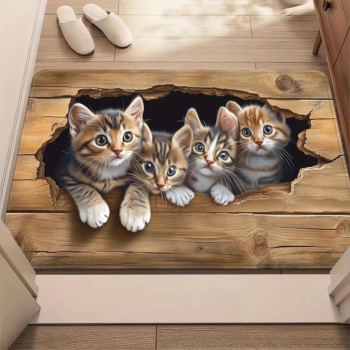 Коврик VIKAMA 3D Kitty для ванной комнаты 60x90cm Flannel