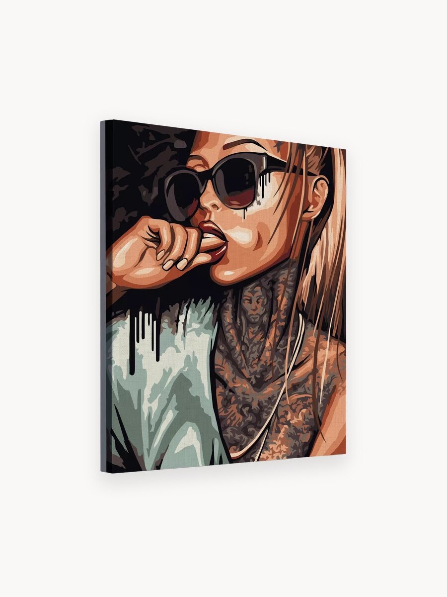 Картина по номерам на холсте с подрамником 40х50 см Девушка в тату