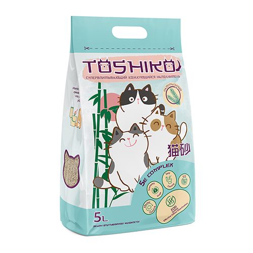 Toshiko / Комкующийся наполнитель Тошико для кошачьего туалета Древесный Натуральный, 5 л