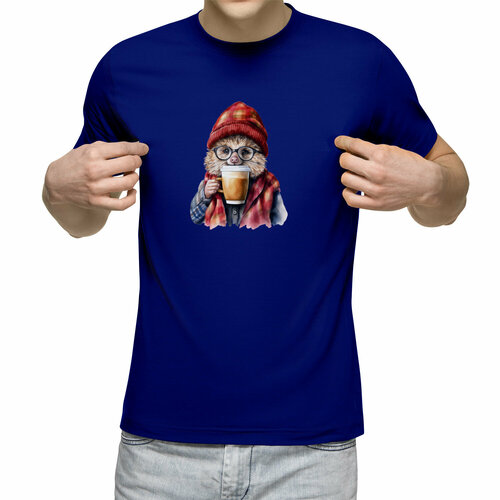 мужская футболка еж с портфелем m черный Футболка Us Basic, размер 2XL, синий