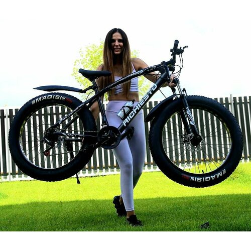 Велосипед Fatbike Richiesto 26 Фэтбайк взрослыйподростковый 21 рама Спортивный Вездеход На широких колесах черный с надписью 3095000₽