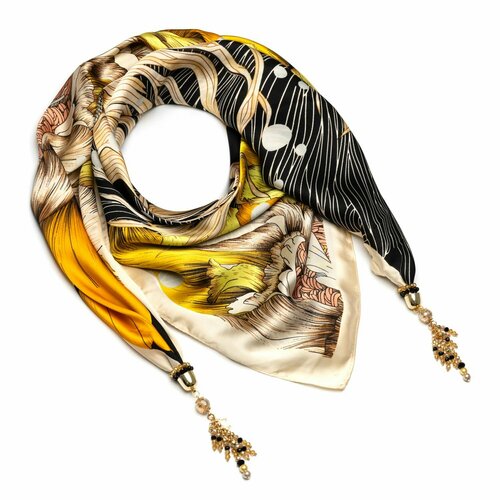 фото Платок foxtrot,90х90 см, бежевый, черный