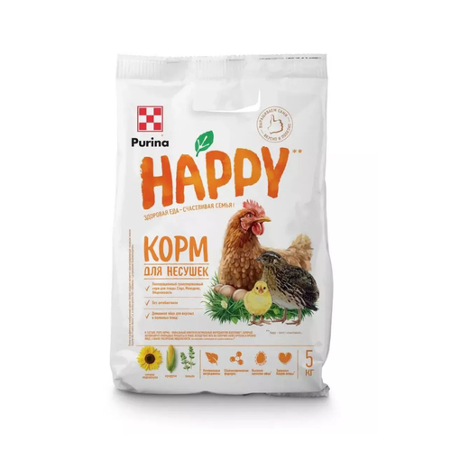 Purina HAPPY комбикорм для кур-несушек от 20 недель, Яйценоскость, 5 кг.