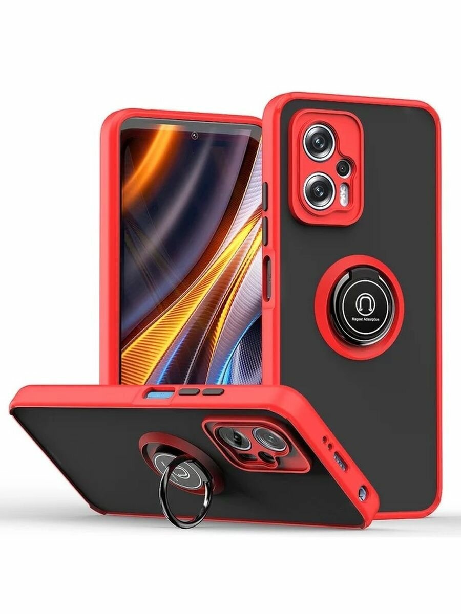 фото Чехол на Poco x4 GT с кольцом подставкой