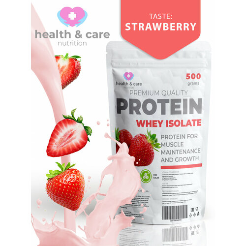 протеин сывороточный от health Протеин сывороточный от Health & Care 500 грамм со вкусом клубники