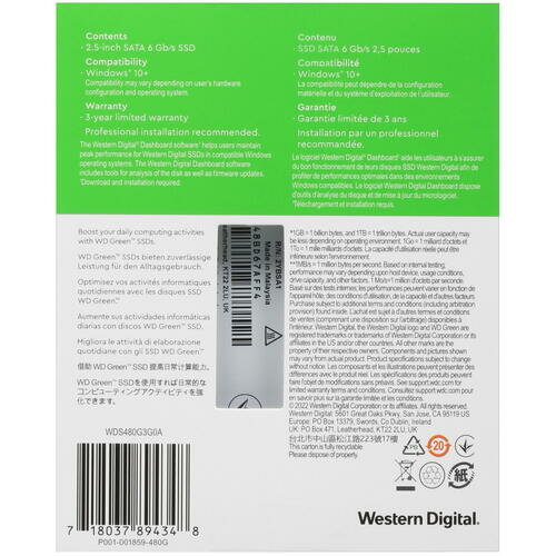 Твердотельный накопитель Western Digital WD Green SATA 480 ГБ SATA WDS480G3G0A - фотография № 16