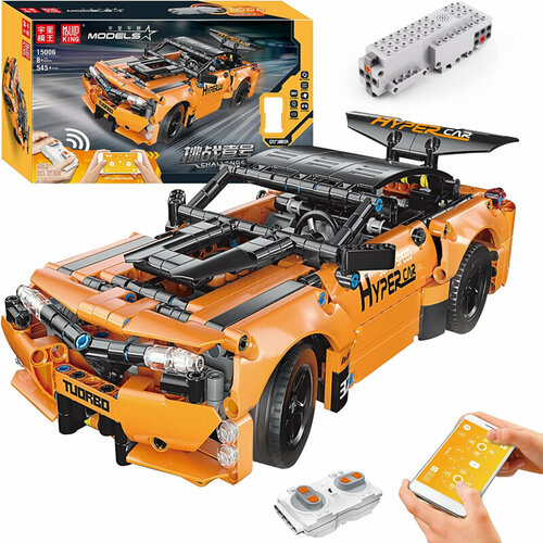 Конструктор на пульте управления MOULD KING 15006 Dodge Challenger Orange, 545 деталей