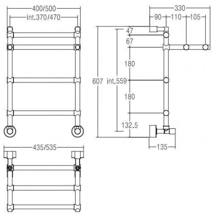 фото Полотенцесушитель водяной, хром, Margaroli Sole 455 с полкой
