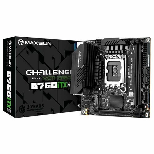 Материнская плата Maxsun MS-Challenger B760ITX D5 WIFI B760 LGA1700 2xDDR5 1xPCIEx16 2xM2 1xTypeC 2xUSB32Gen1 2xUSB20 2xUSB32Gen1 4xUSB20 2xNVMe 4xSATA3 25G1G 2xHDMI2xDP ITX 16365₽