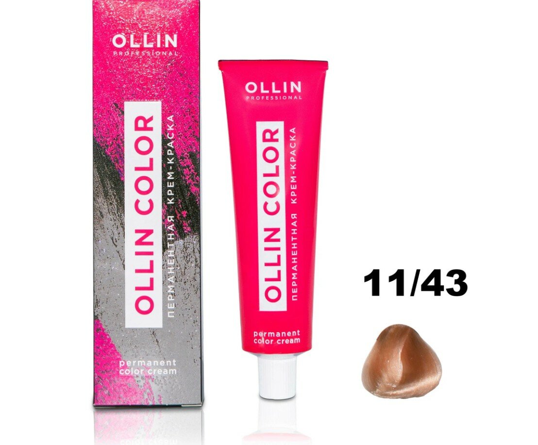 OLLIN Professional Color перманентная крем-краска для волос, 11/43 специальный блондин медно-золотистый, 100 мл