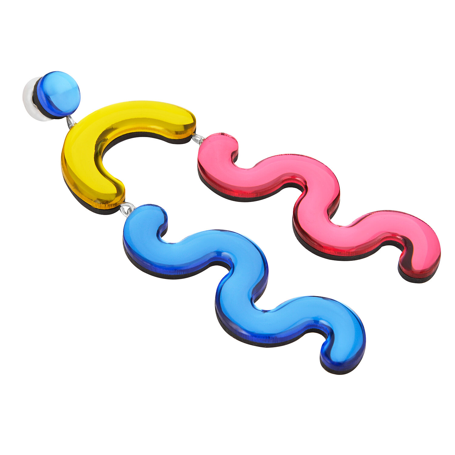 Серьги пусеты, одиночные MONOLAMA, размер 110 мм, голубой, желтый, розовый — фото 1