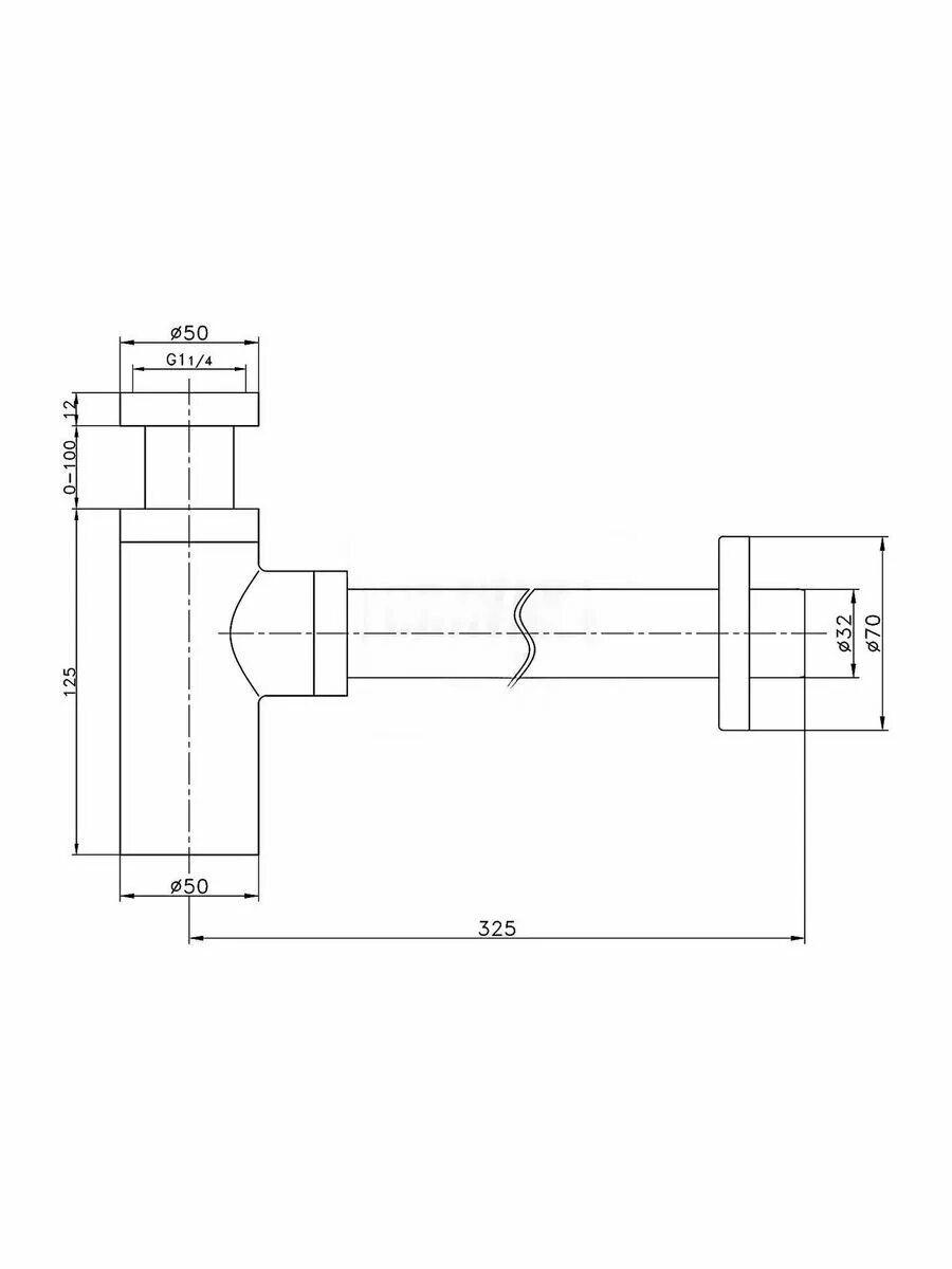 Сифон для раковины встраиваемый Raglo R600.20.06, латунный, цвет черный — фото 1