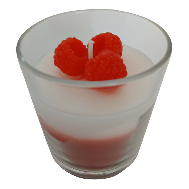 Свеча в стакане Десерт Малина микс ароматизированная 8х8см, длительность 16ч