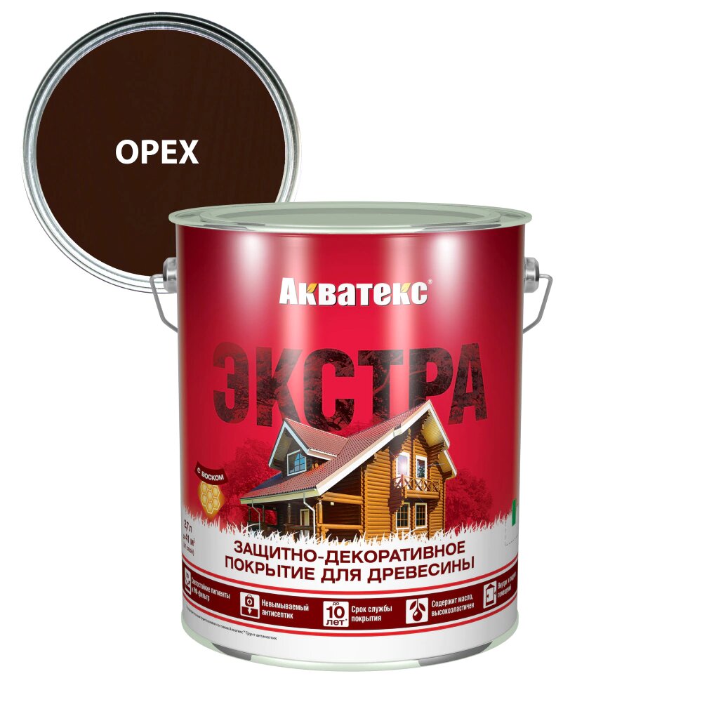Покрытие защитно-декоративное для древесины акватекс-эктра орех 27 л