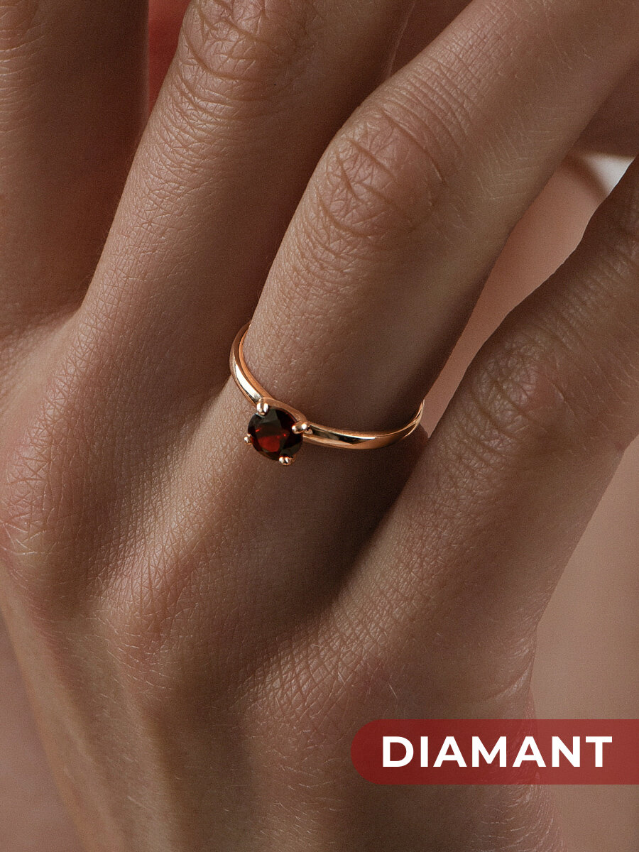 Кольцо Diamant, красное золото, 585 проба, гранат, размер 17, красный