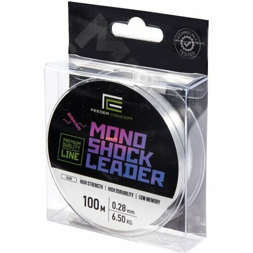 Шок-лидер леска Feeder Concept MONO SHOCK LEADER Clear монофильная 0,28 мм. 100м, 6,5 кг