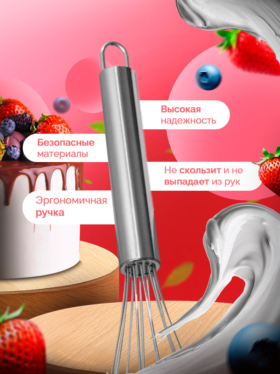 Венчик для взбивания Доляна «Стандарт», 25 см, цвет серебряный — фото 1