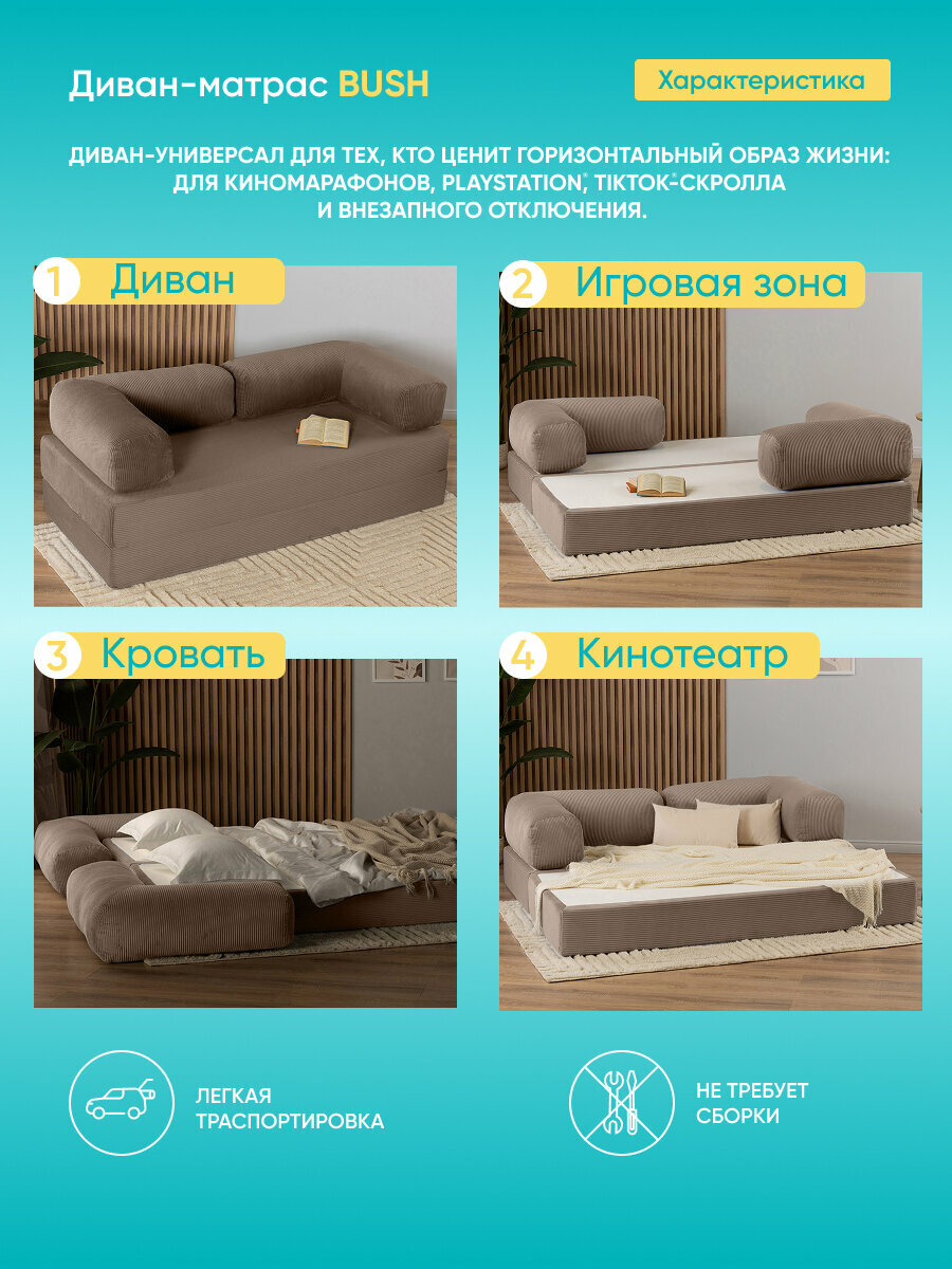 Диван-матрас Askona (Аскона) Буш Тк. Cilium Brown 180х200 — фото 1