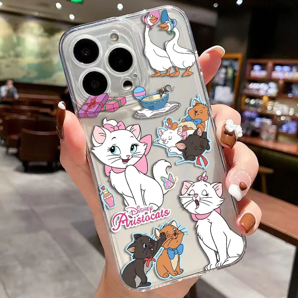 Прозрачный чехол Disney Cute Marie Cat для телефона VIVO S1 Z1X V20 SE V21 V21E V23 V23E V25 V27 V27E V29E V30E V40 Y02 Y03 PTTM10 VIVOY03(Y184G)