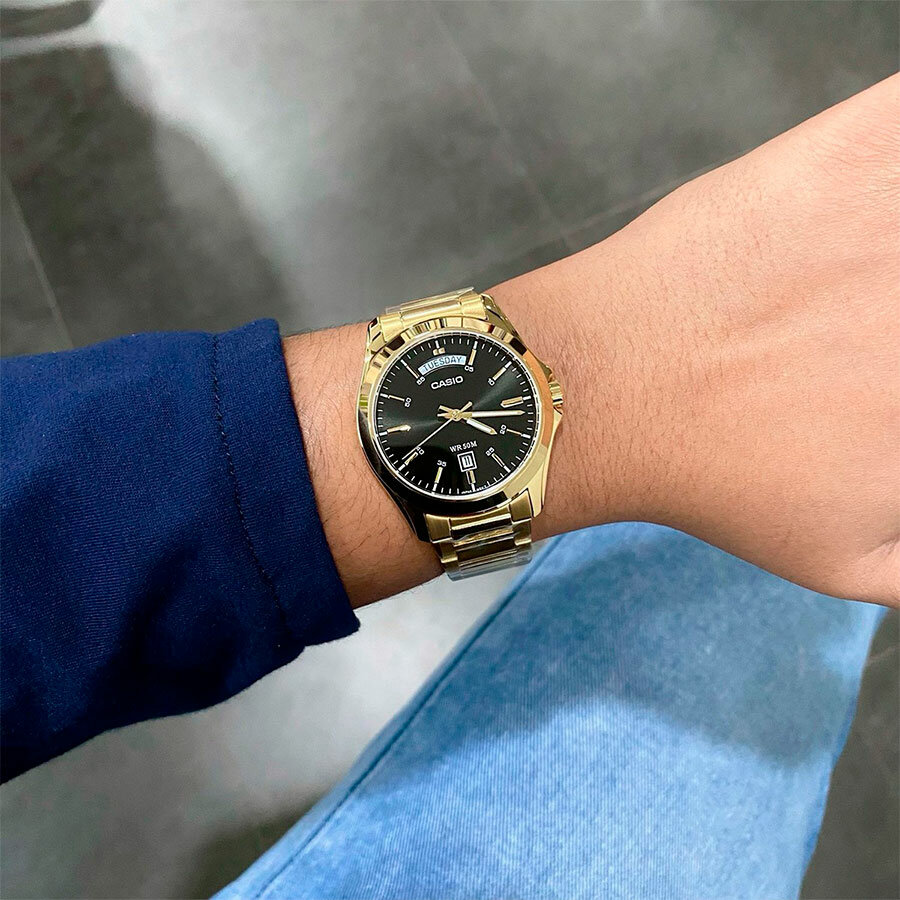 Наручные часы CASIO, золотой, черный — фото 1