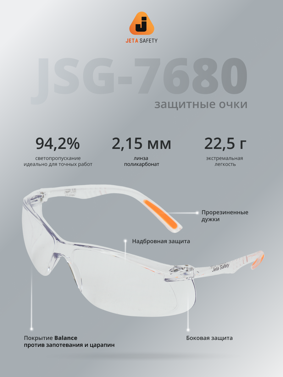Защитные очки с покрытием против запотевания и царапин JSG-7680 Optic-Fit с чехлом для очков